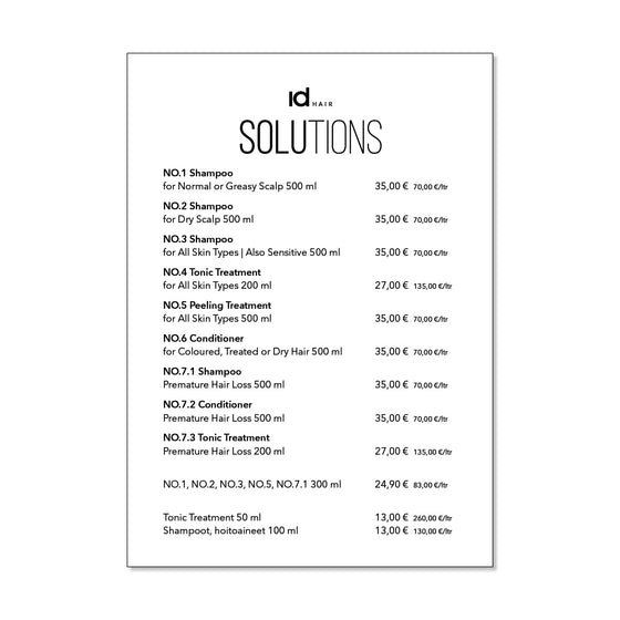 IdHAIR Solutions  - hinnasto A6