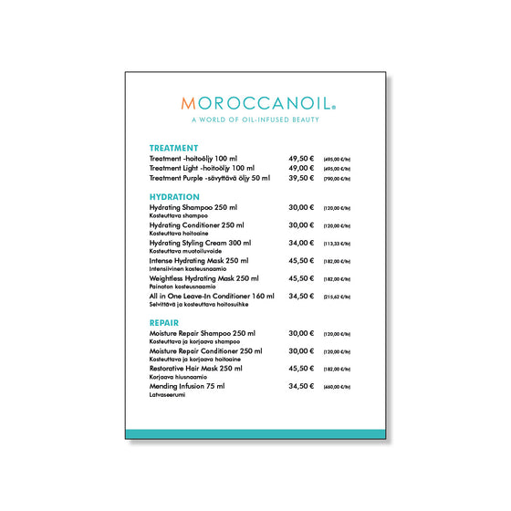 MOROCCANOIL - hinnasto A6