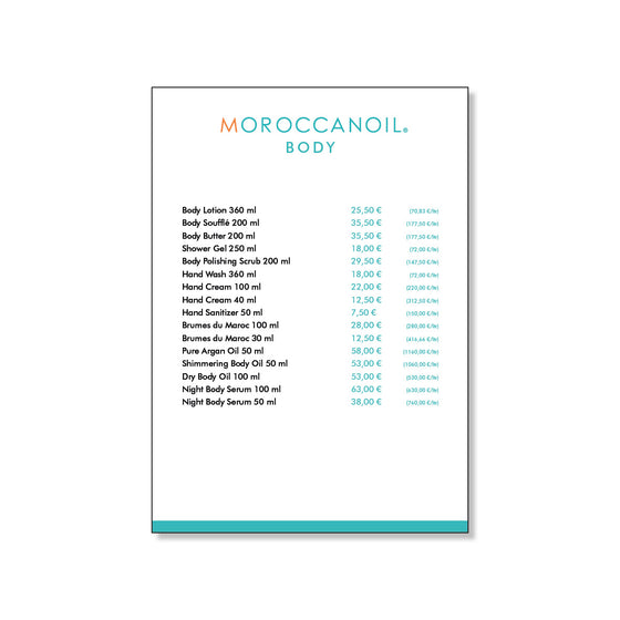 MOROCCANOIL BODY - hinnasto A6