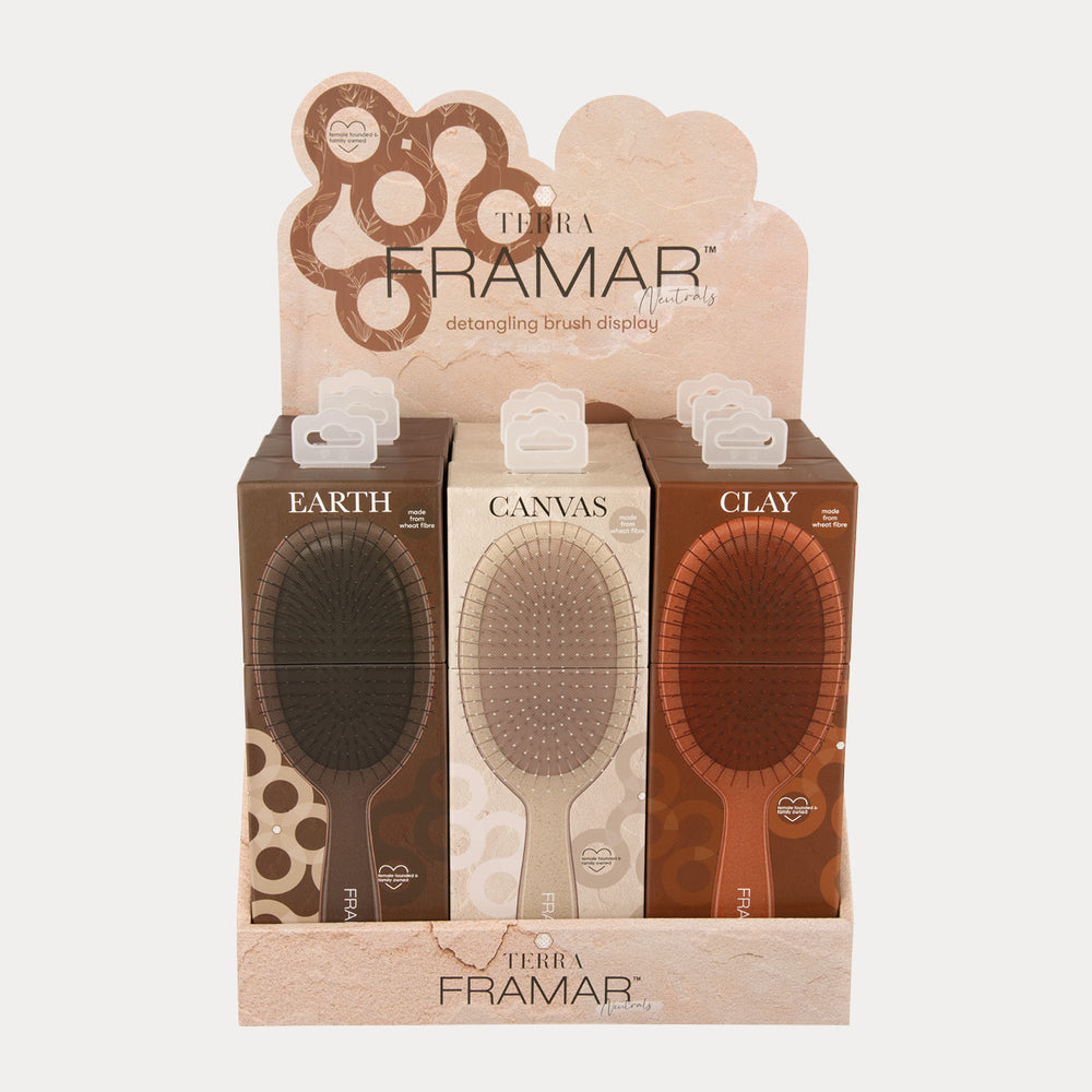 FRAMAR Detangle Brush -display, Terra (9 harjaa)